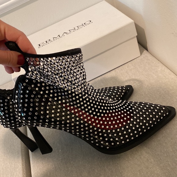Ermanno Scervino Rhinestone Booties Pointy Heels - Picture 9 of 10